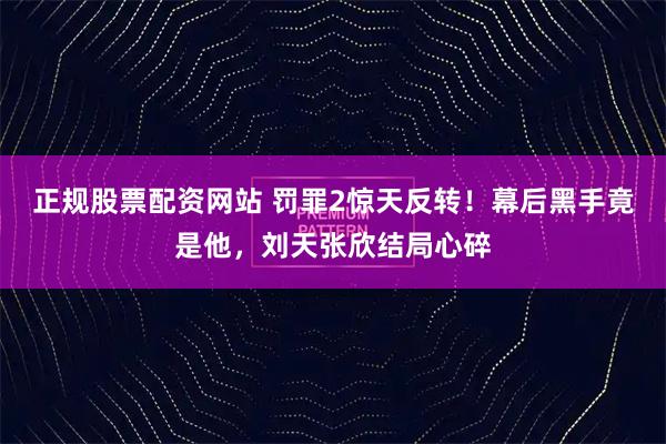 正规股票配资网站 罚罪2惊天反转！幕后黑手竟是他，刘天张欣结局心碎